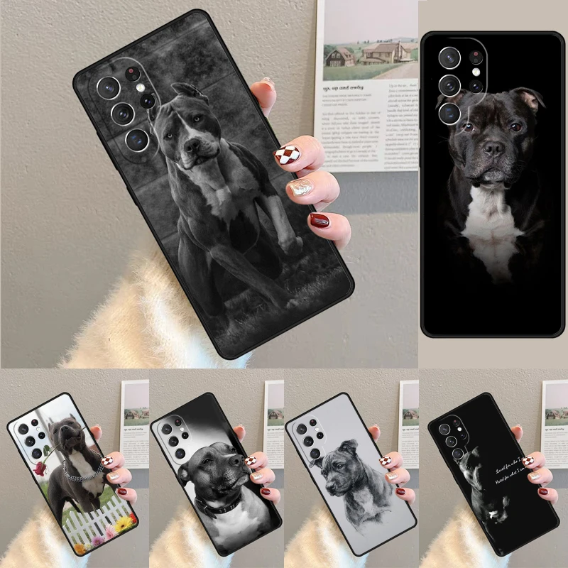 Cover For Samsung Galaxy S24 Ultra S21 S22 S8 S9 S10E Note 10 20 Plus FE S23 Staffordshire Bull Terrier Silhouette Phone case