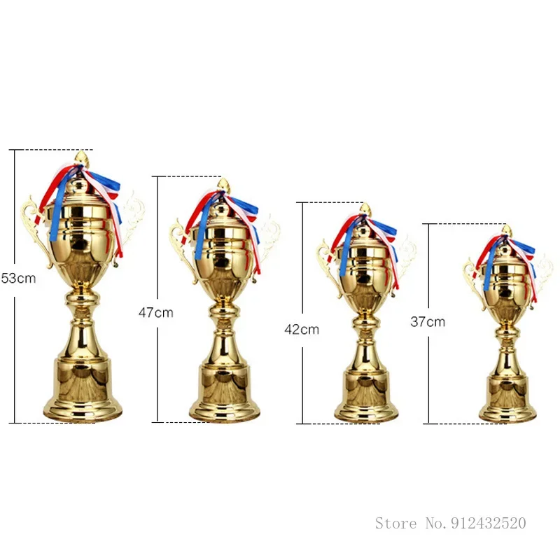 Customized Trofeo Champions Metal Trophy Contest Commercial Covered Football Medal Souvenir Cup Universal Trophy 37CM, 42CM, 1Pc