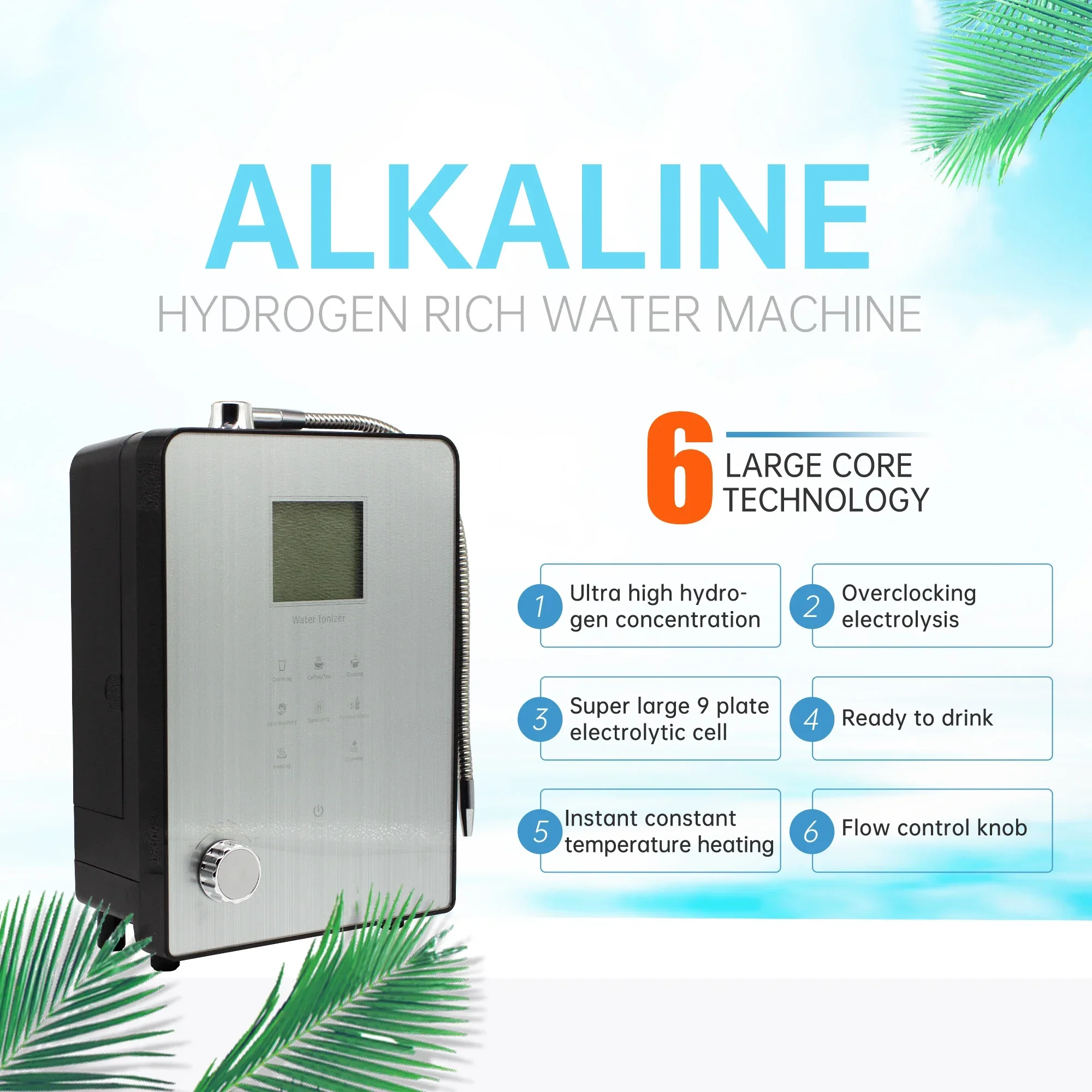 CE High quality 9 plates kangen hydrogen alkaline water machine japan alkaline water ionizer machine