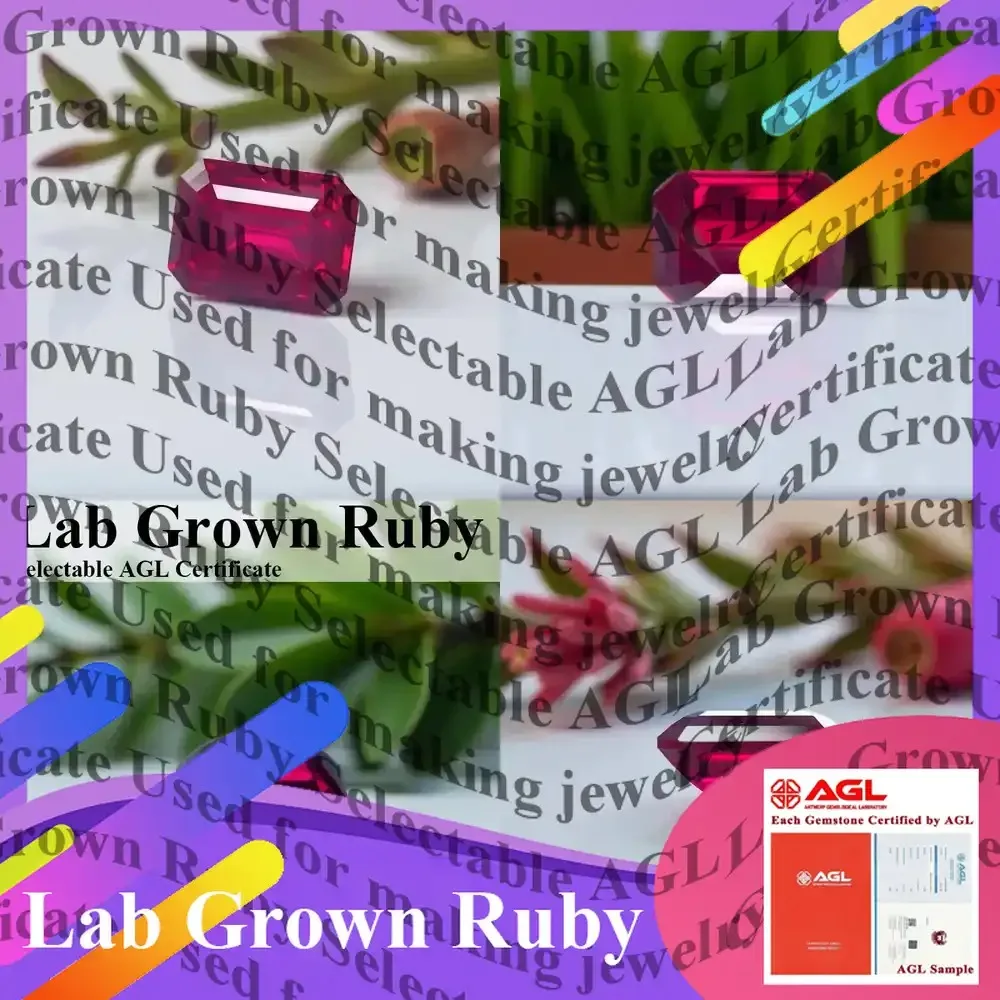 

Lab Grown Ruby for DIY Jewelry Making Loose Gemstone Emerald Cut for Rings Earrings Charms Lab Created Ruby for Craft