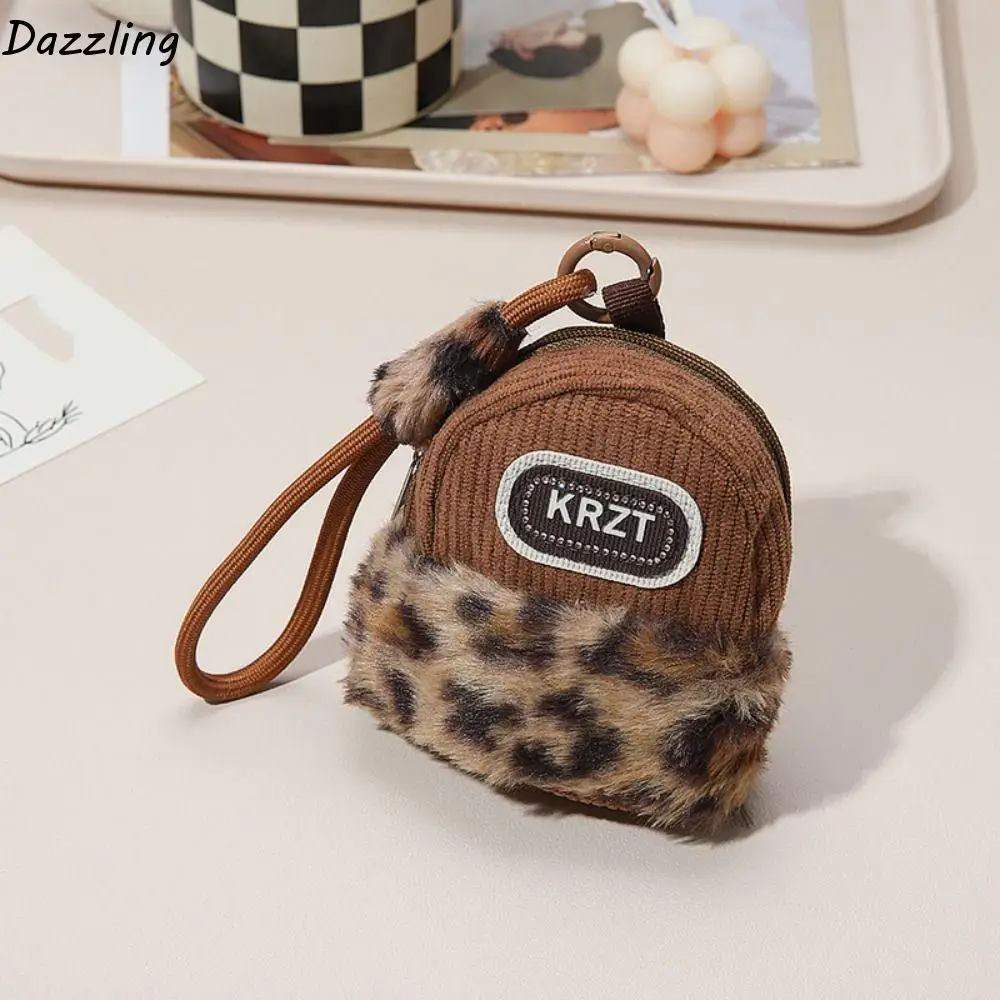 Mode Rucksack Hängen Leopard Tasche Schlüsselbund Auto Keying Anti Verlust Plüsch Tasche Anhänger Robuste Langlebige Lagerung Tasche Kinder