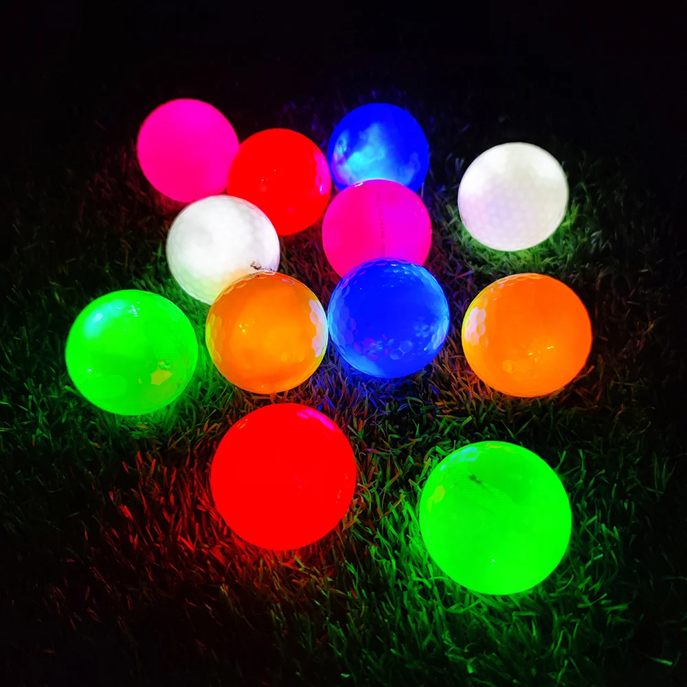 2Pcs Luminous Light Up Glow In The Dark LED Golf Balls Night Training