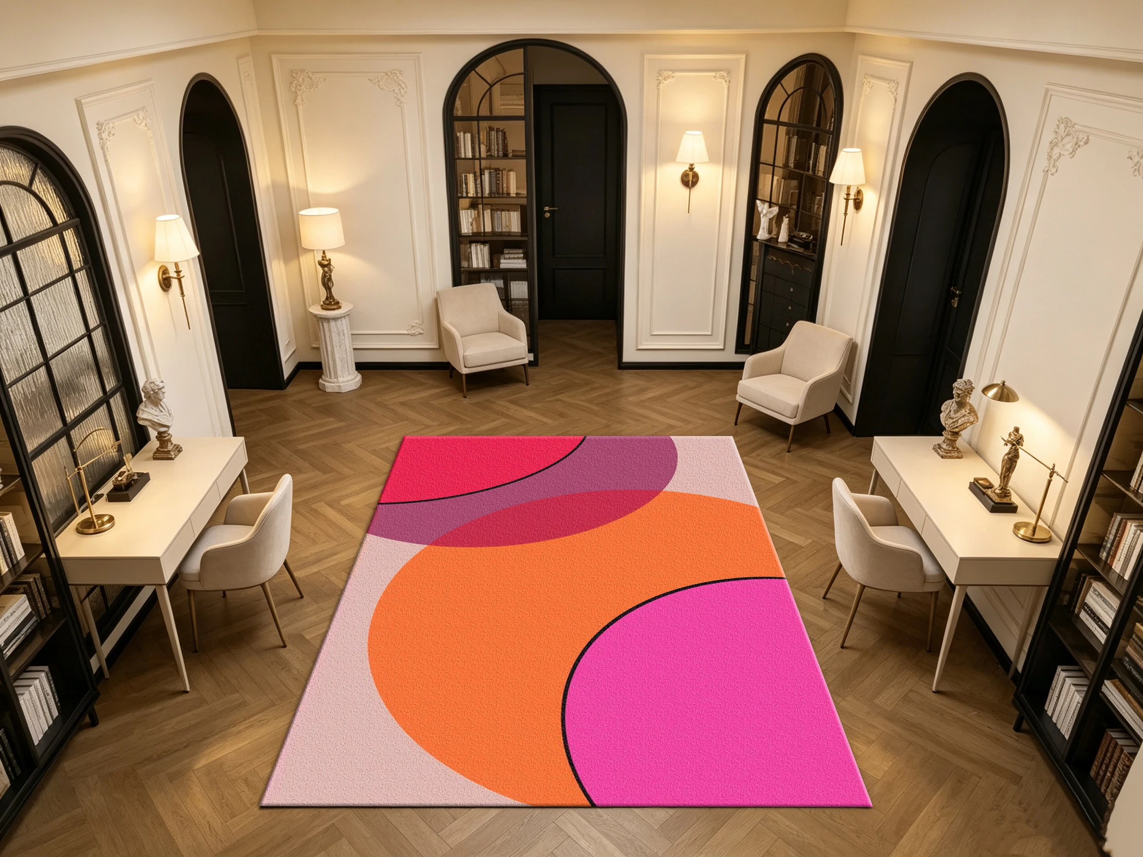 Vibrant Abstract Colorful Curve Carpet Flooring Modern Household Indoor Decor Floor Rug