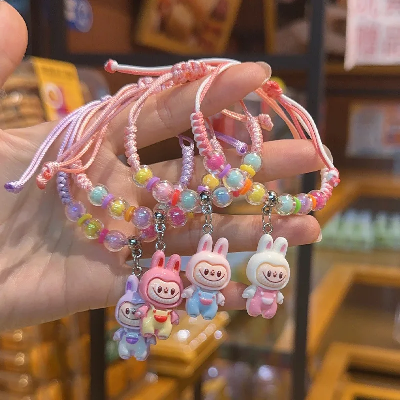 

4Pcs New Rab Woven Beaded Bracelet, Kawaii Student Animation Bracelet, Adjustable Hand Rope, Children's Gift.
