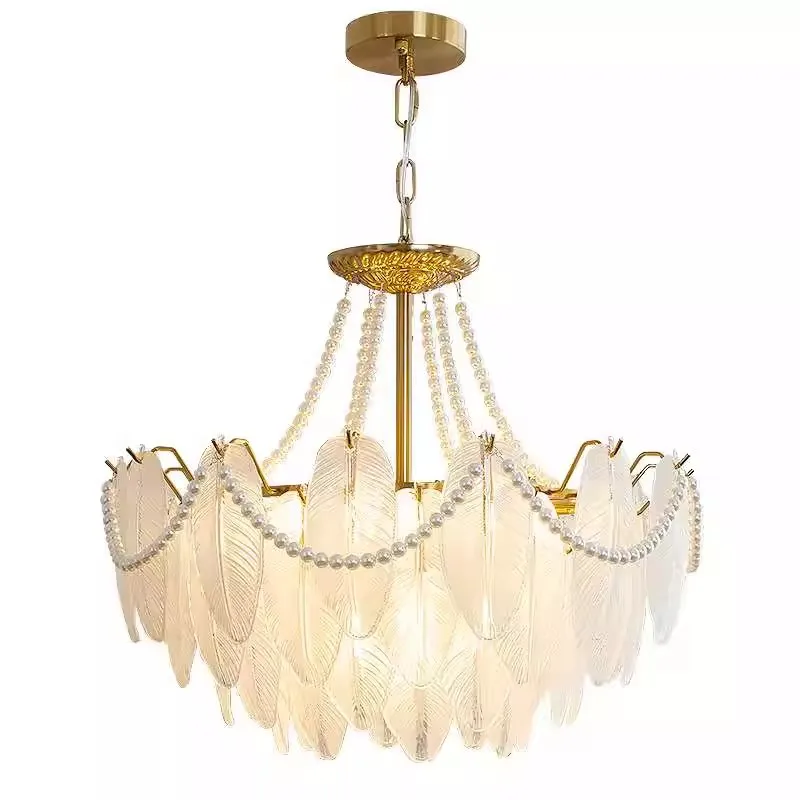 

Cream wind feather chandelier new simple modern living room light warm Internet celebrity bedroom light dining room light