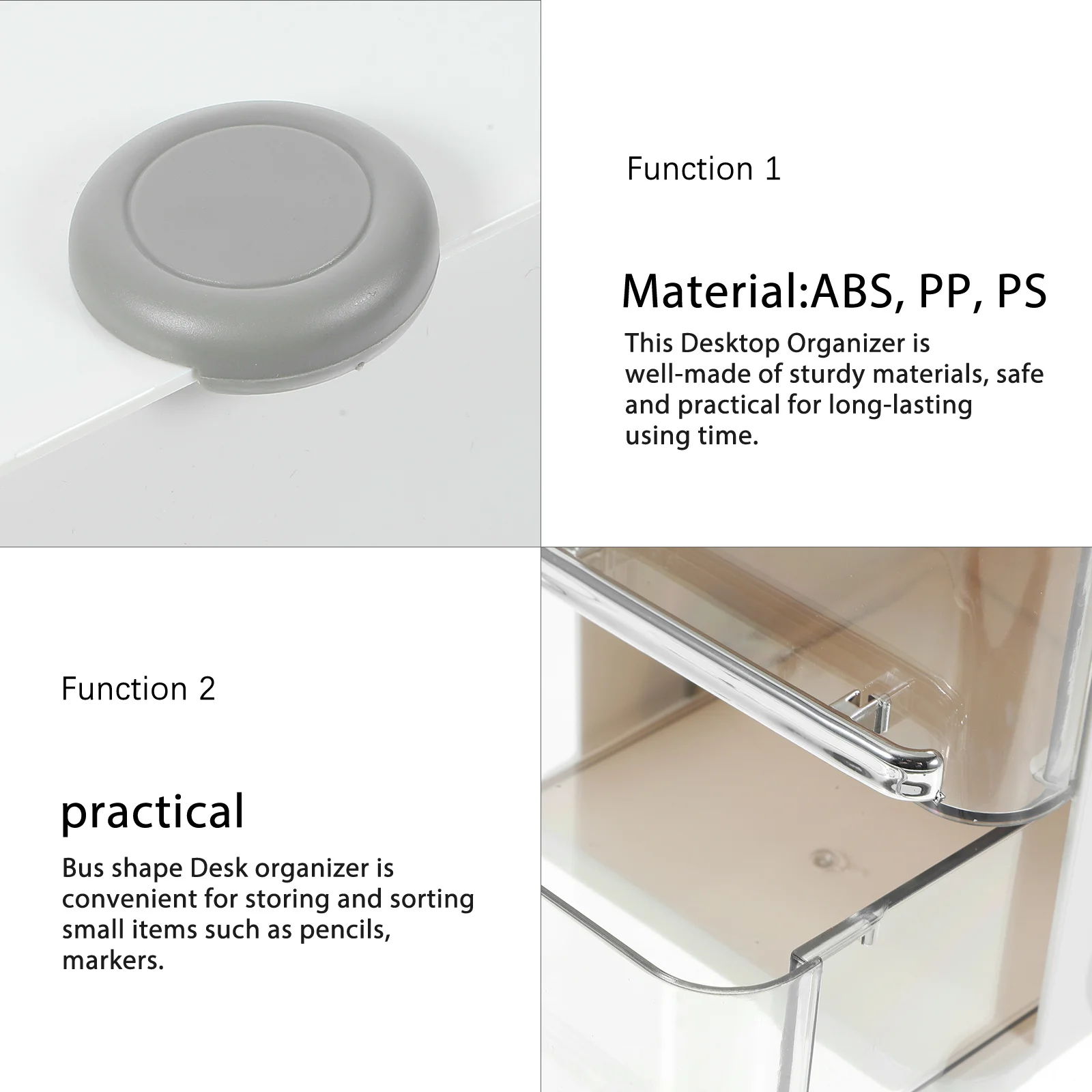 

Bus Shape Plastic Double Layer Desk Organizer Pen Holder Storage Box Multifunctional Stationery Organizer for Office School