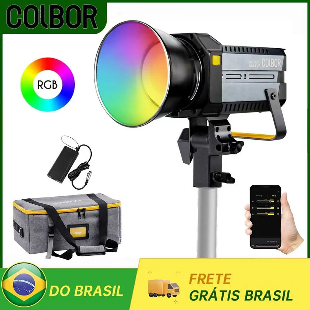 【DO BRASIL】COLBOR CL220R Cob Light 220W RGB Bowens Mount Video Light Studio Light Continuous Lighting For Filmmakers Photos