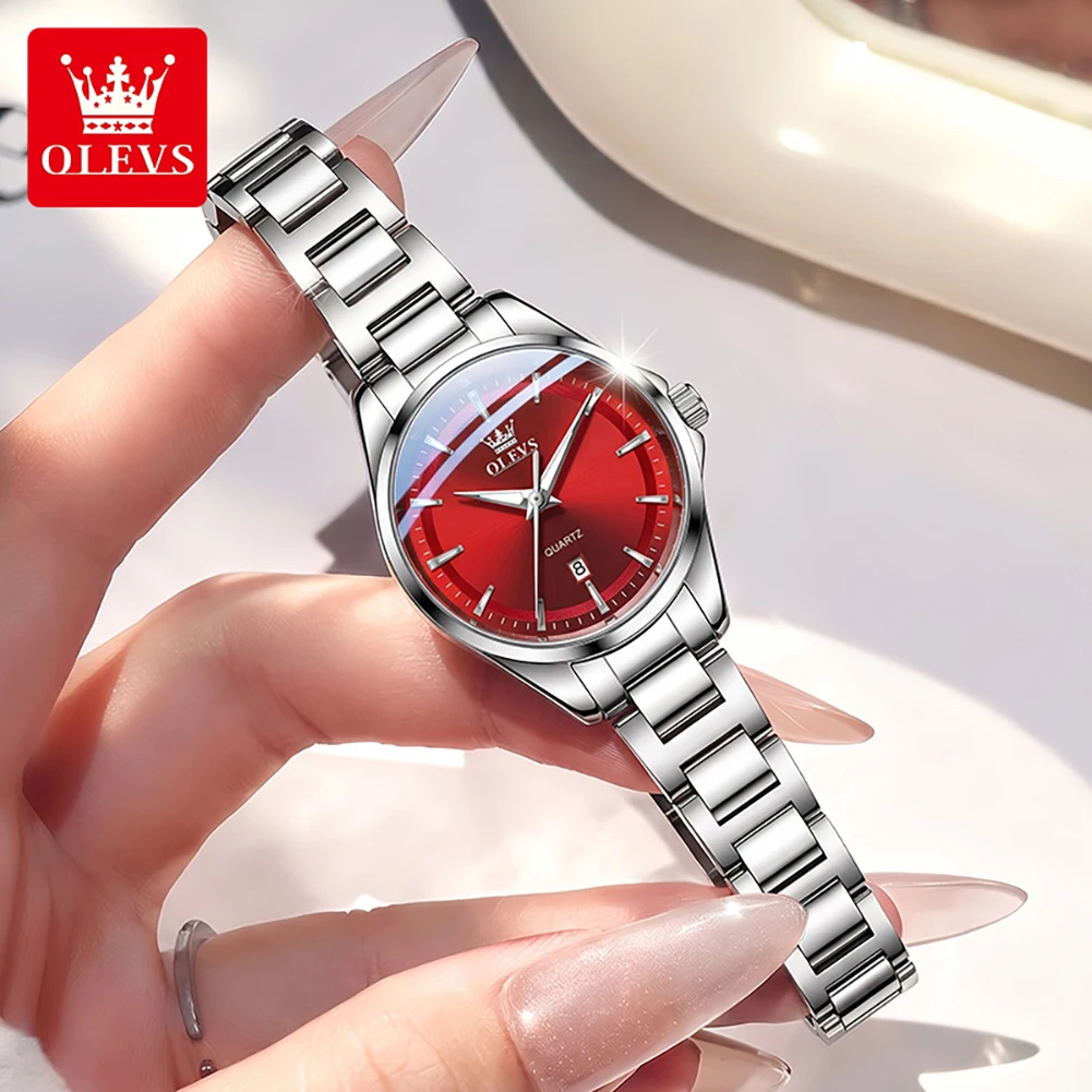 OLEVS Brand Original Women Watch Stainless Steel Waterproof Luxury Imported Movement Quartz Watches Wpmens Fashion Date Clock