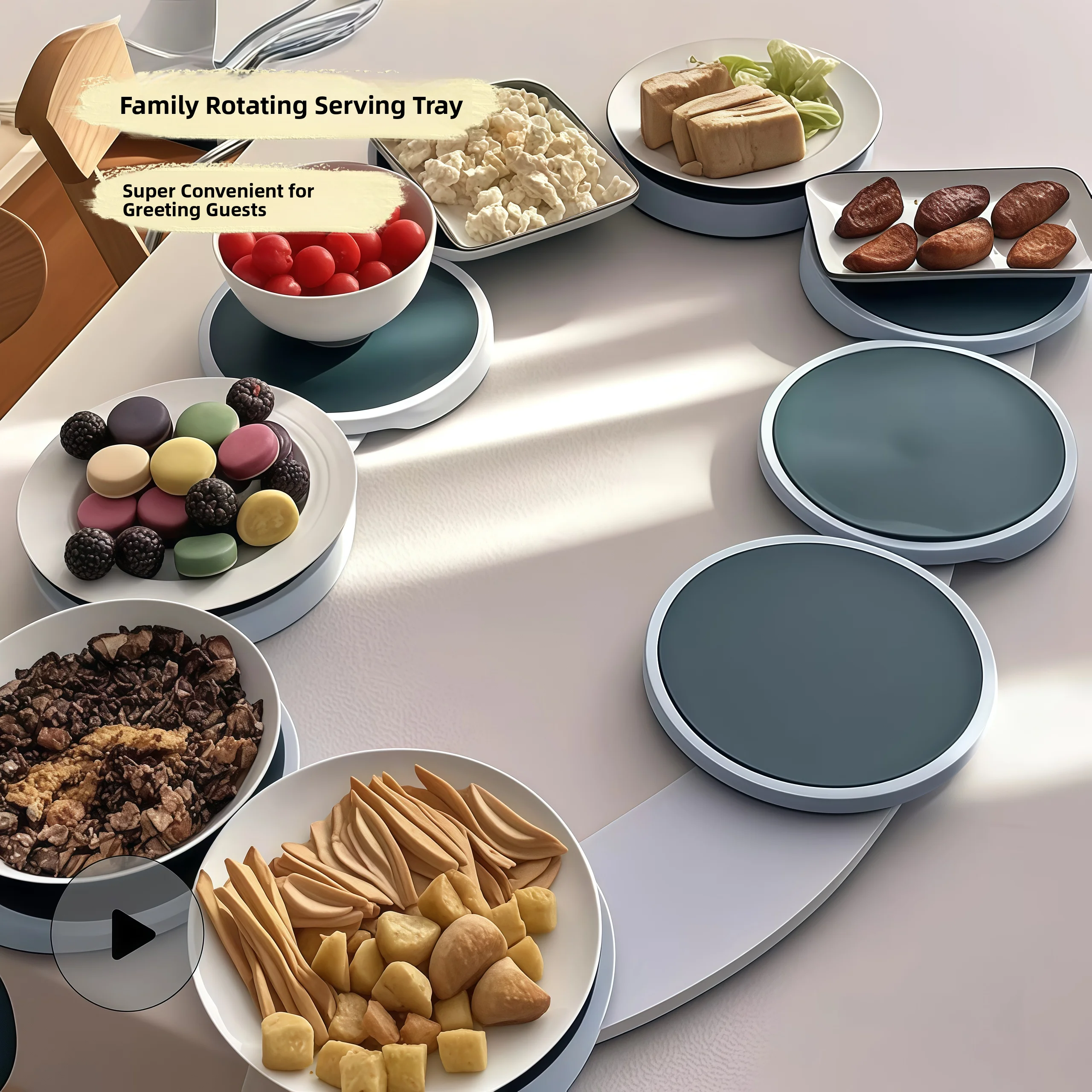 

Heat Resistant Rotating round Base Dining Table Mat Creative Home Use Guest Serving Plate Staable Dining Table Pads