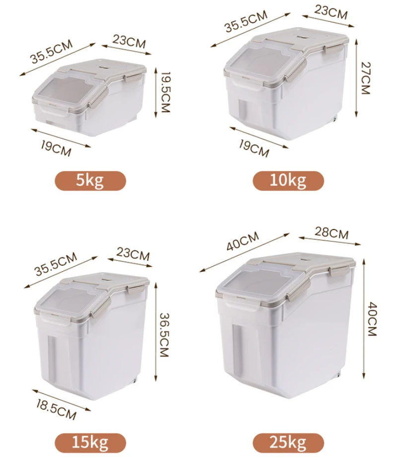 Large Capacity Rice Bucket, Moisture Proof, Insect Proof, Clamshell Storage Containers, Kitchen Supplies