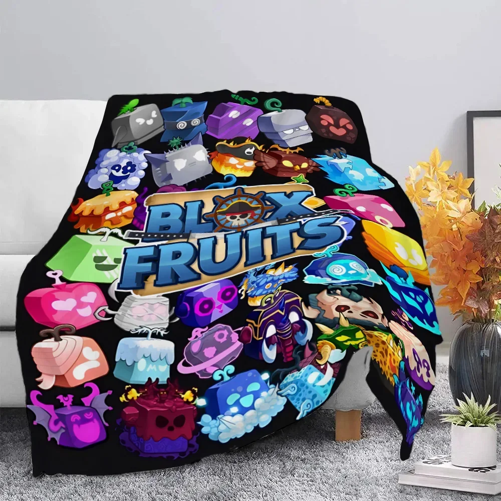 Cartoon 3D game B-blox fruits Printed Blanket Picnic Blankets Warm Blanket Soft and Comfortable Blanket Home Travel Birthday