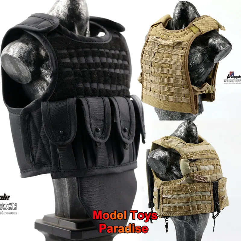 1/6 Men Soldier Bulletproof Combat Vest Assault Assault Team Cavalry Chest Mounted Combat Vest Fit 12 Inches Action Figure Body