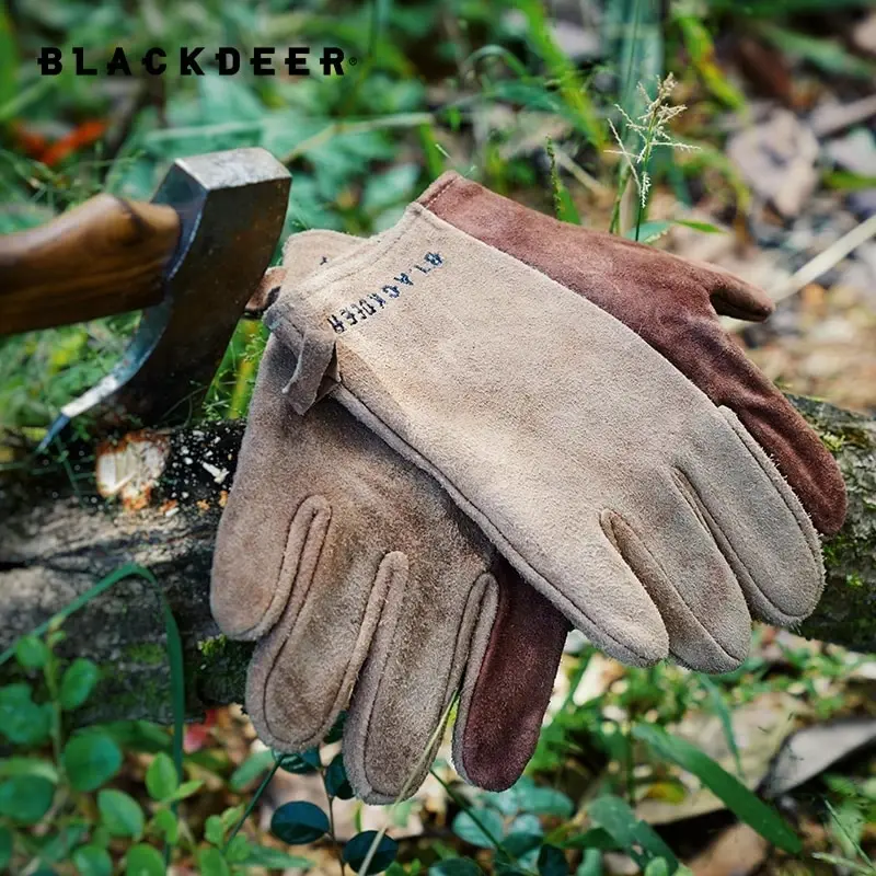 BLACKDEER 소가죽 내화성 단열 장갑, 고온 단열, 화상 방지, 야외 캠핑 피크닉 장갑