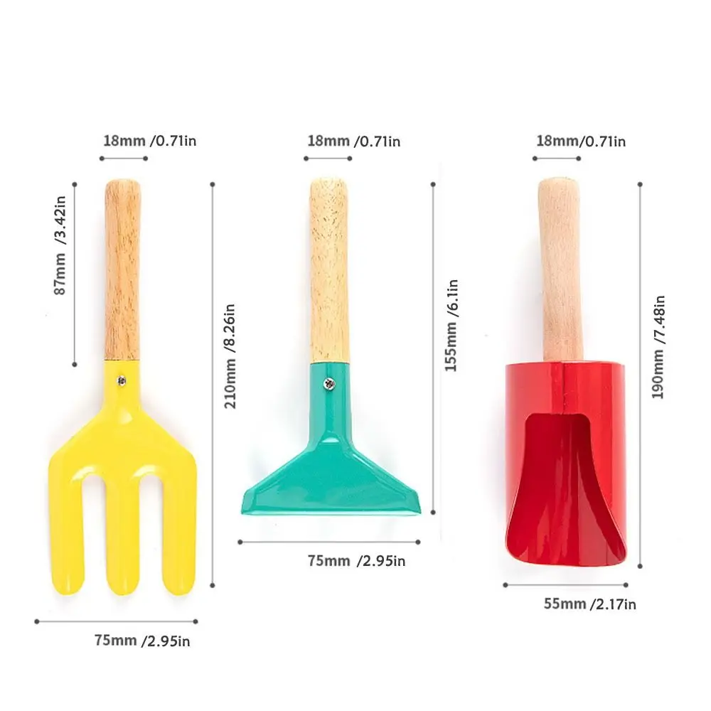 Candy Color Mini Metal Trowel com cabo de madeira, Ferramentas de jardinagem para crianças, Rake Shovel for Children