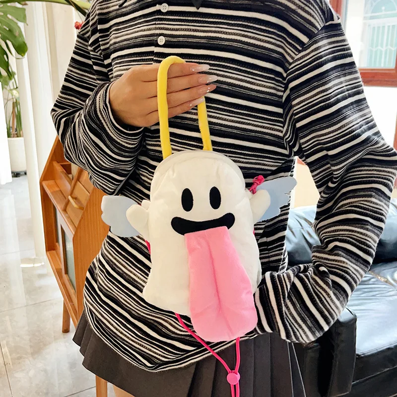 

2025 New Halloween Ghost Bag Women Cute Tongue Doll Ins Cartoon Shoulder Crossbody Fashion Purse