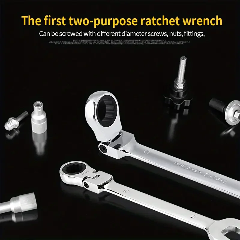 Ratchet Wrench of Keys Spanner Set Hand Tool 72-Tooth Ratcheting Flexible Head Mirror Finish Ratchet Wrench 10mm