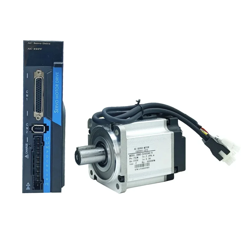 220V 40/80/Servo motor de CA pequeño 2.39N.M. 3000RPM 0.4KW/0.75KW servomotor monofásico accionamiento de CA imán permanente controlador combinado