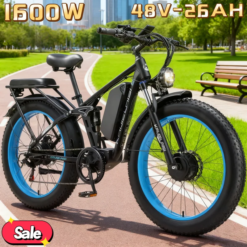

2025 electric bicycle 26-inch tires 1600W power 48V26AH battery can carry people E-bike peripheral activities comfortable riding
