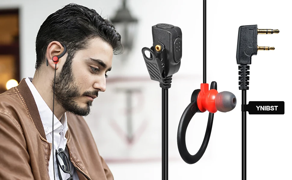 Zwei-Wege-Radio 2 Pin K Kopf weichen Ohr Haken Ohrhörer Walkie Talkie Headset mit Mikrofon Ptt für Baofeng UV-5R BF-888s Kenwood Retevis – Detail 2