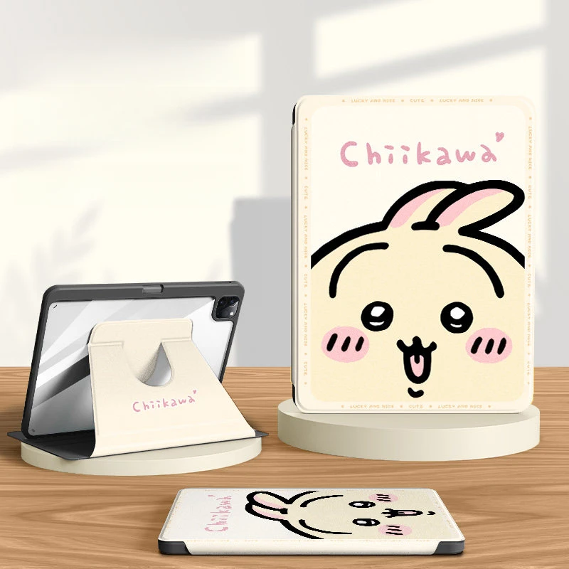 With Pencil Holder Case for iPad Pro 2025 2024 2023 11th Air 7 2025 Mini Anime Cartoon Usagi Chiikawa Hachiware Antidrop Cover view 2