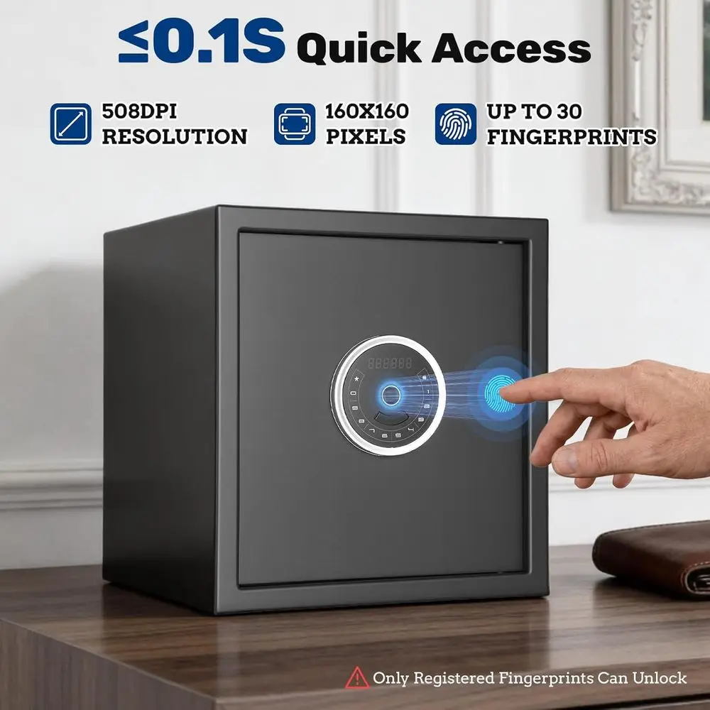 1.5m Biometric Fingerprint Safe with Touch Keypad and Triple Alarm for Home, Office, Hotel