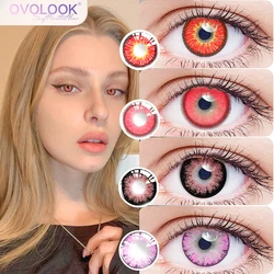 2Pcs Red Contact Lenses with Graduated for Eyes Change Color Beautiful Pupil Pink Cosmetics contacts Prescription Correct Myopia