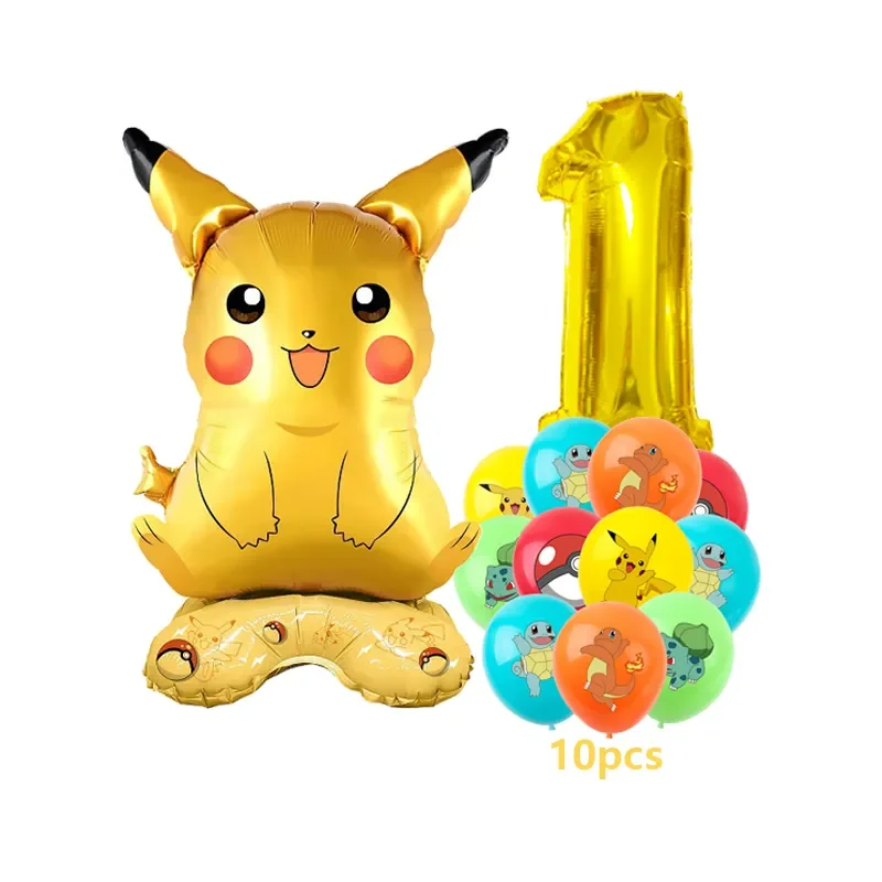 12pcs Pokemon Pikachu Balloon Set Children's Party Decoration Charmander Squirtle Bulbasaur Birthday Foil Balloon Gift Doll Toy