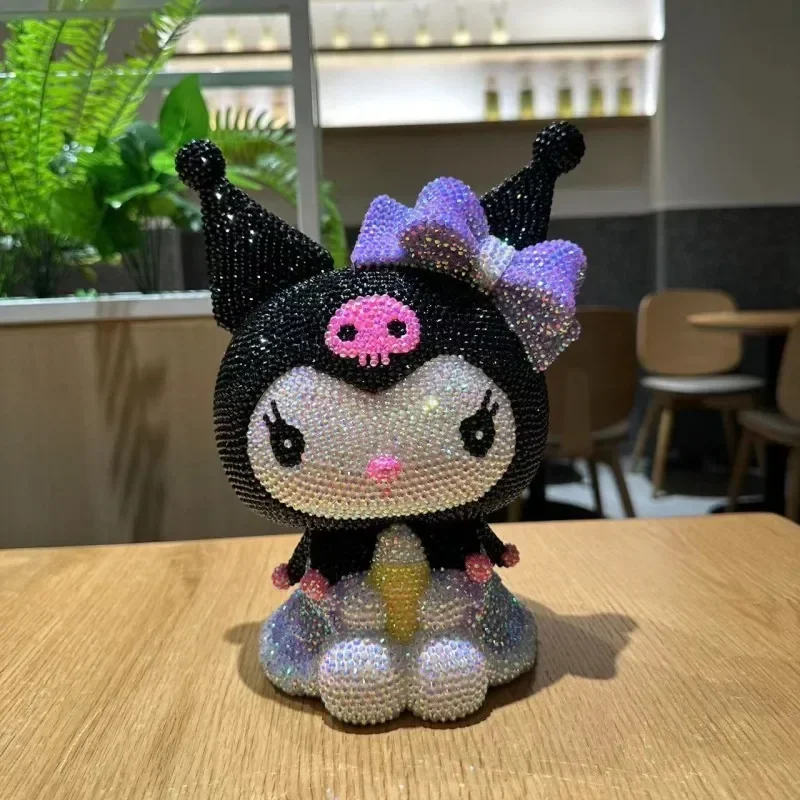 Sanrio Cartoon Kuromi Diy Figure Piggy Bank Diy Diamond Stick Kawaii Figurine Girl modello fai da te collezione statua bambola salvadanaio