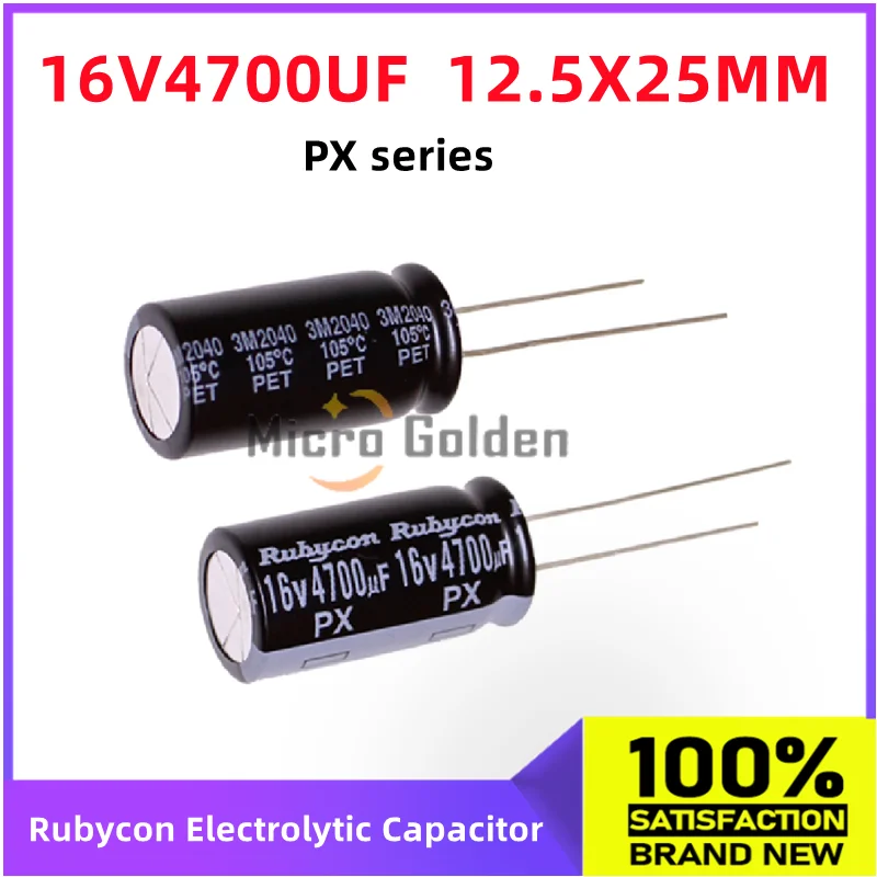 (2-10pcs) Rubycon Imported Electrolytic Capacitor 16V4700UF 12.5X25MM Japanese Ruby PX Series Long Life Capacitance 4700UF 16V