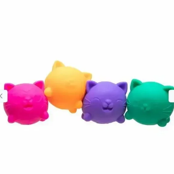 New Teenie Cool Cats 4 Pack Adorable Mini Cat Fidget Toys Soft Squishy Stress Relief Sensory Squeeze Toys For Adults image 4