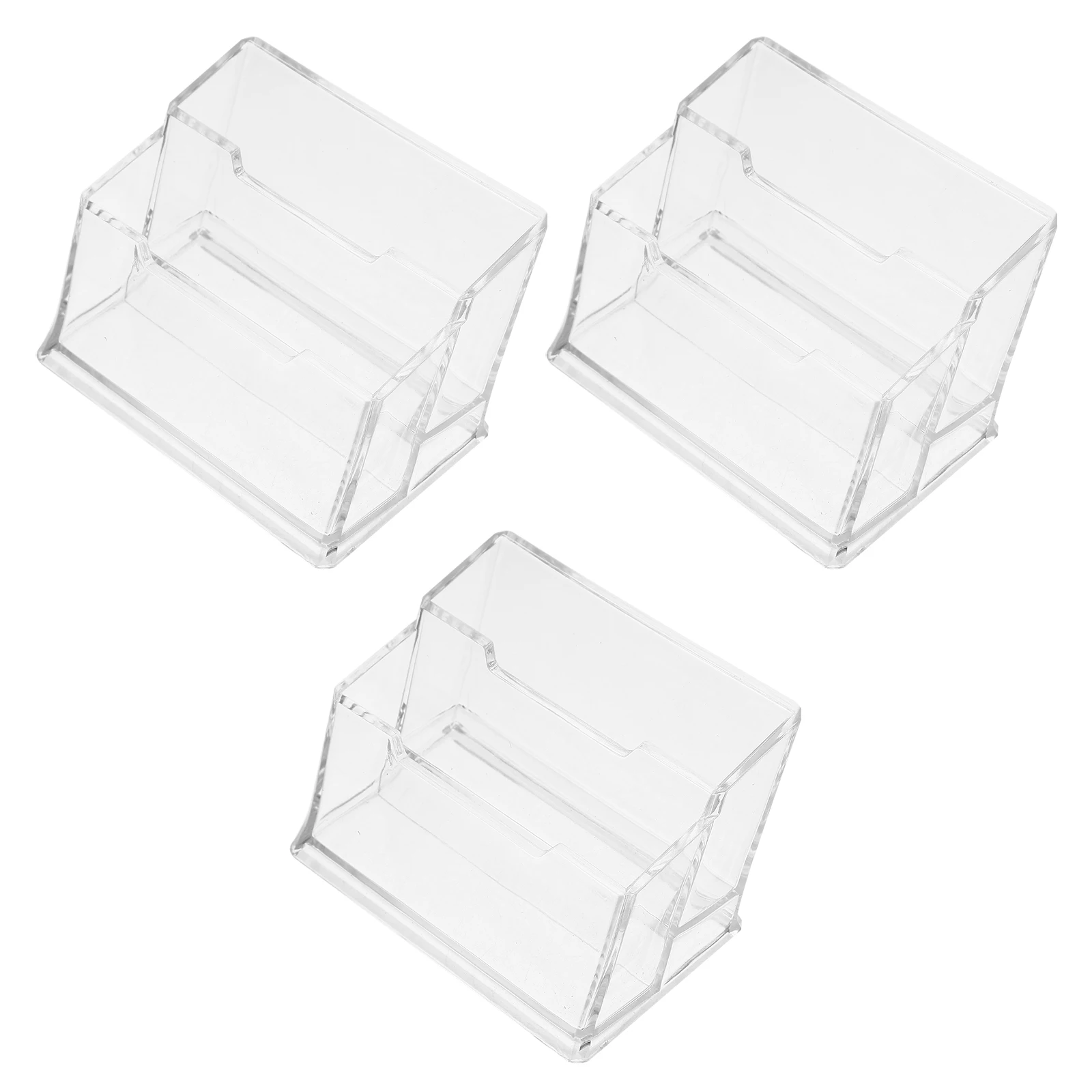 

3Pcs Business Card Holder Storage Box Desktop Display Case Plastic Stand Office Organizer Large Capacity Transparent