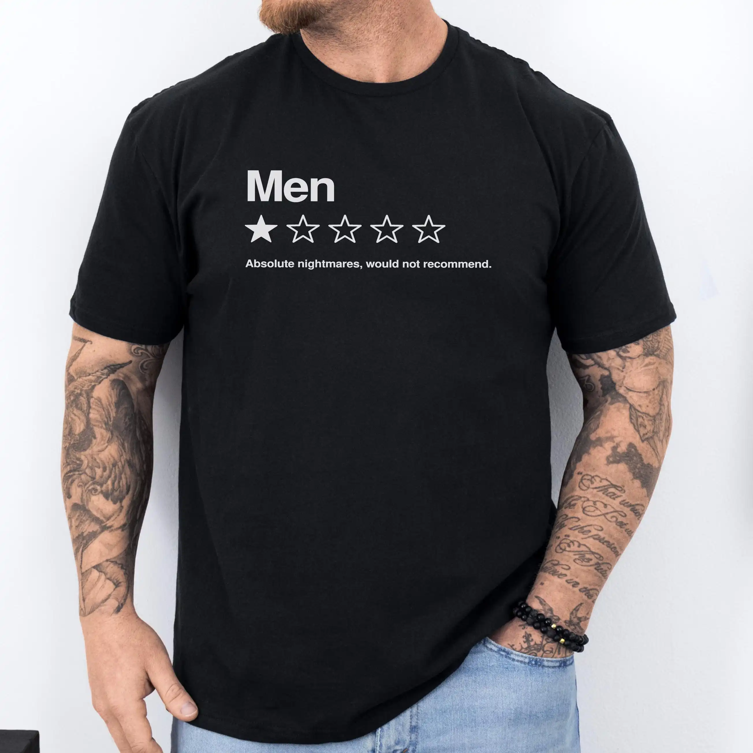Men One Star Review Shirt, Funny Sarcastic Men Tee, Absolute Nightmares Would Not Recommend Top, Dating Humor