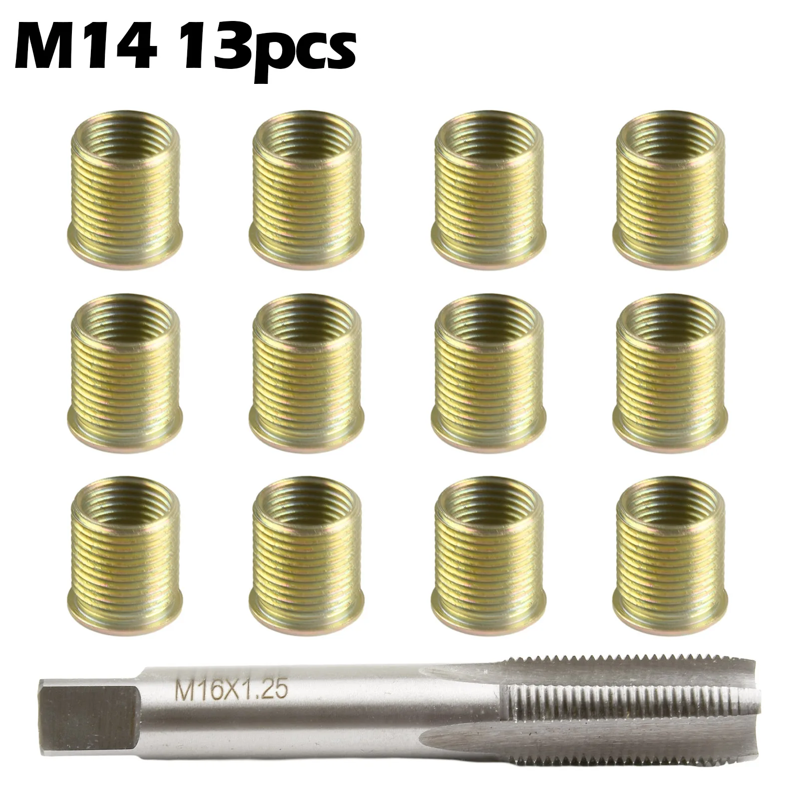 Thread Inserts Thread Tap Thread Repair Tools Galvanized M14X1.25 Inserts M16X1.25 Tap Kit STANDARD THREAD Stainless Steel New