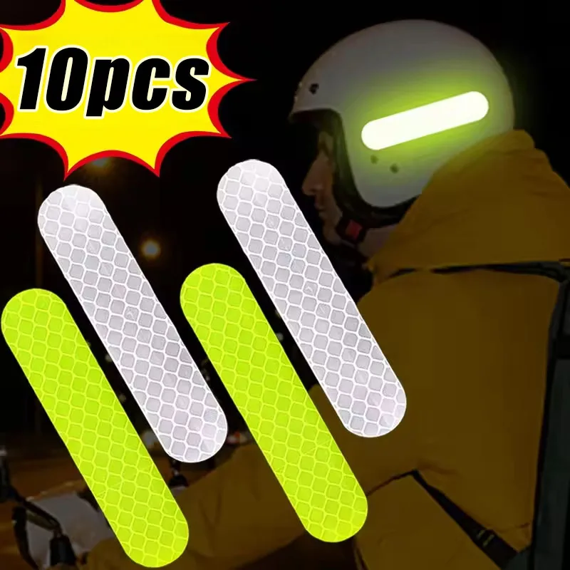 10 قطعة خوذة تحذير السلامة ملصقات عاكسة قطاع مقاوم للماء عالية الوضوح عاكس الشريط لركوب الليل المشي سيارة #2