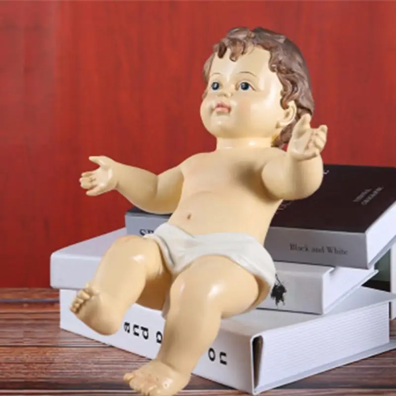 KX4B Resin Religious Nativity Figurine Little Baby Jesus Statue Ornament Christ Craft Home Decoration Gifts