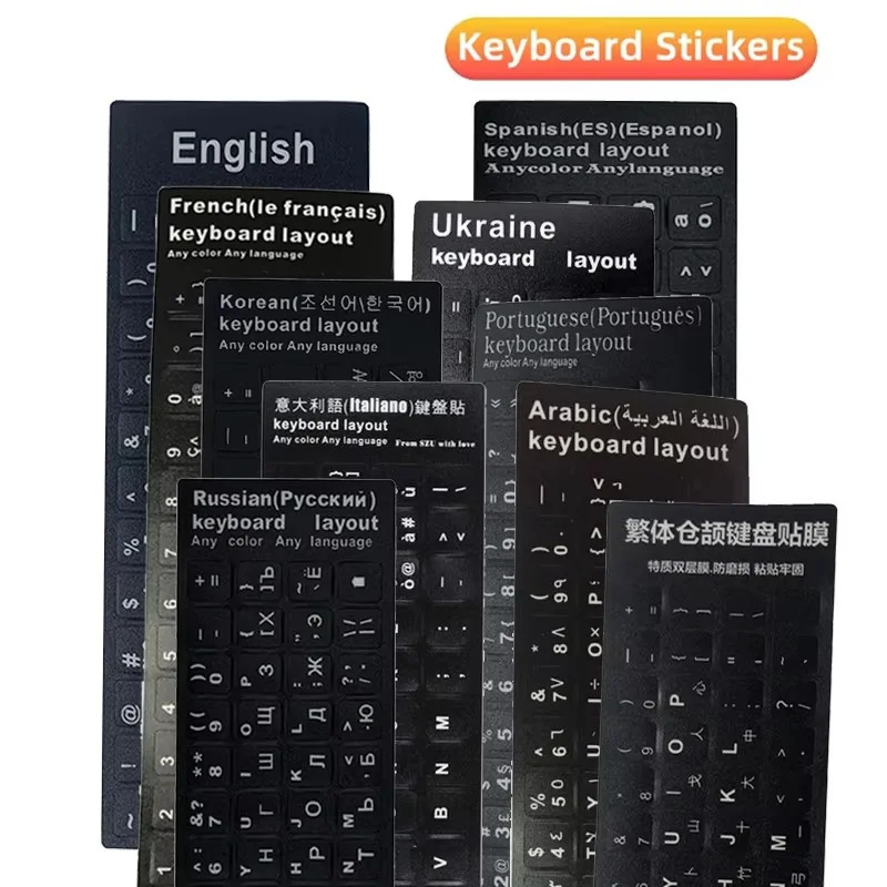 Keyboard Stickers English Spanish Russian Korean Arabic Non Transparent Universal Replacement Keyboard Stickers For Laptops