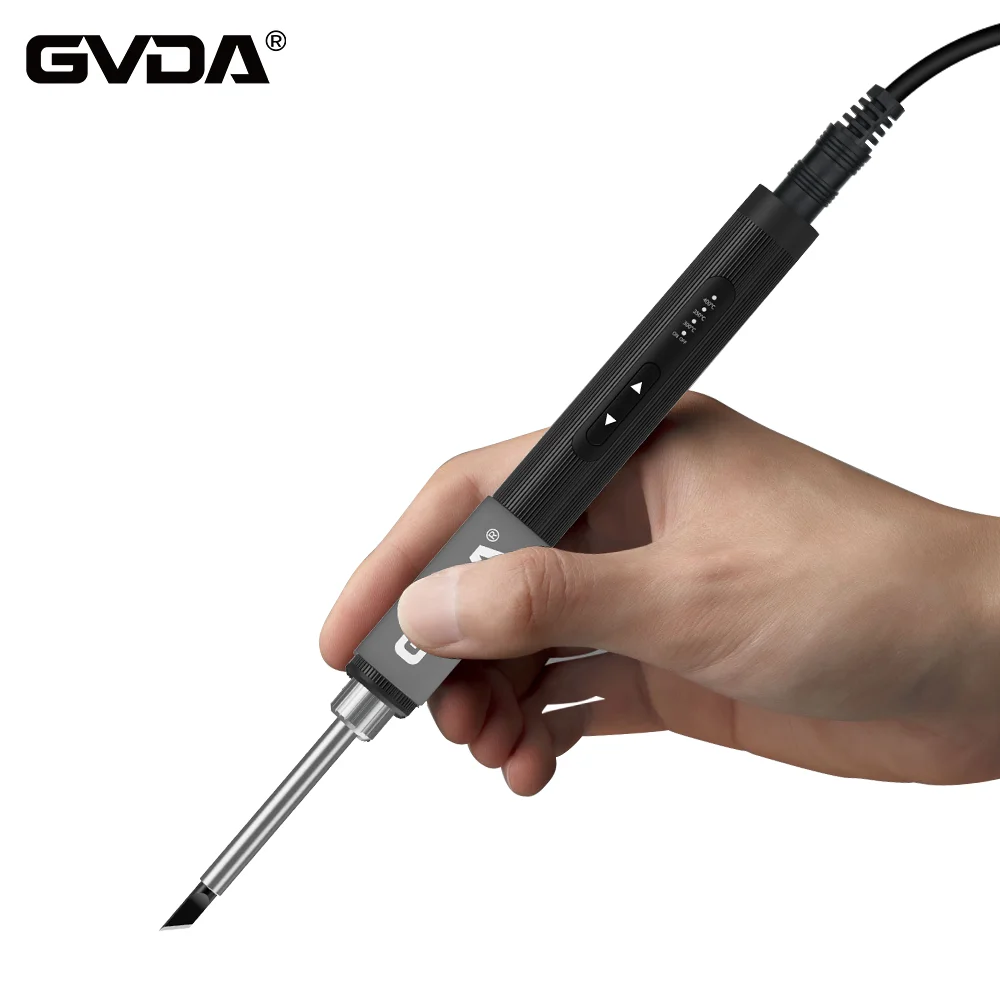 GVDA Electric Soldering Iron Welding Tool Ceramic Heater Adjustable Temperature Repair Heat Pencil Portable Soldering Pen