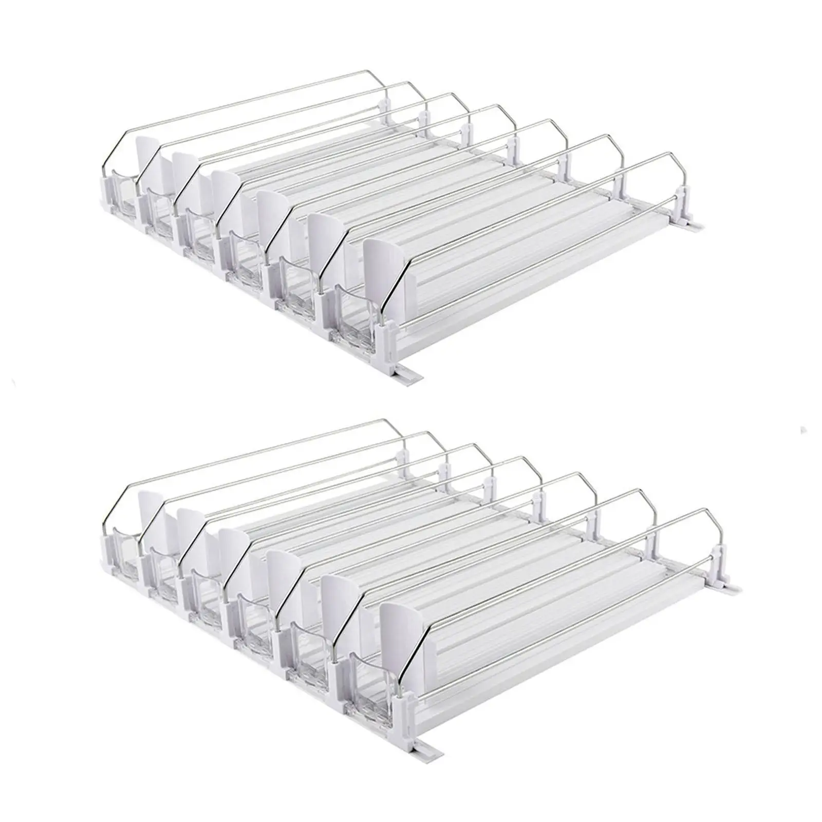 

Self Pushing Drink Organizer for Fridge 6 Rows Practical Drink Dispenser