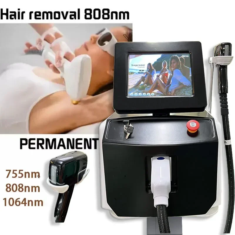 808nm 755 1064 Diode Laser Hair Removal Machine Alexandrit Permanent Removal Cooling Head Painless Laser Epilator