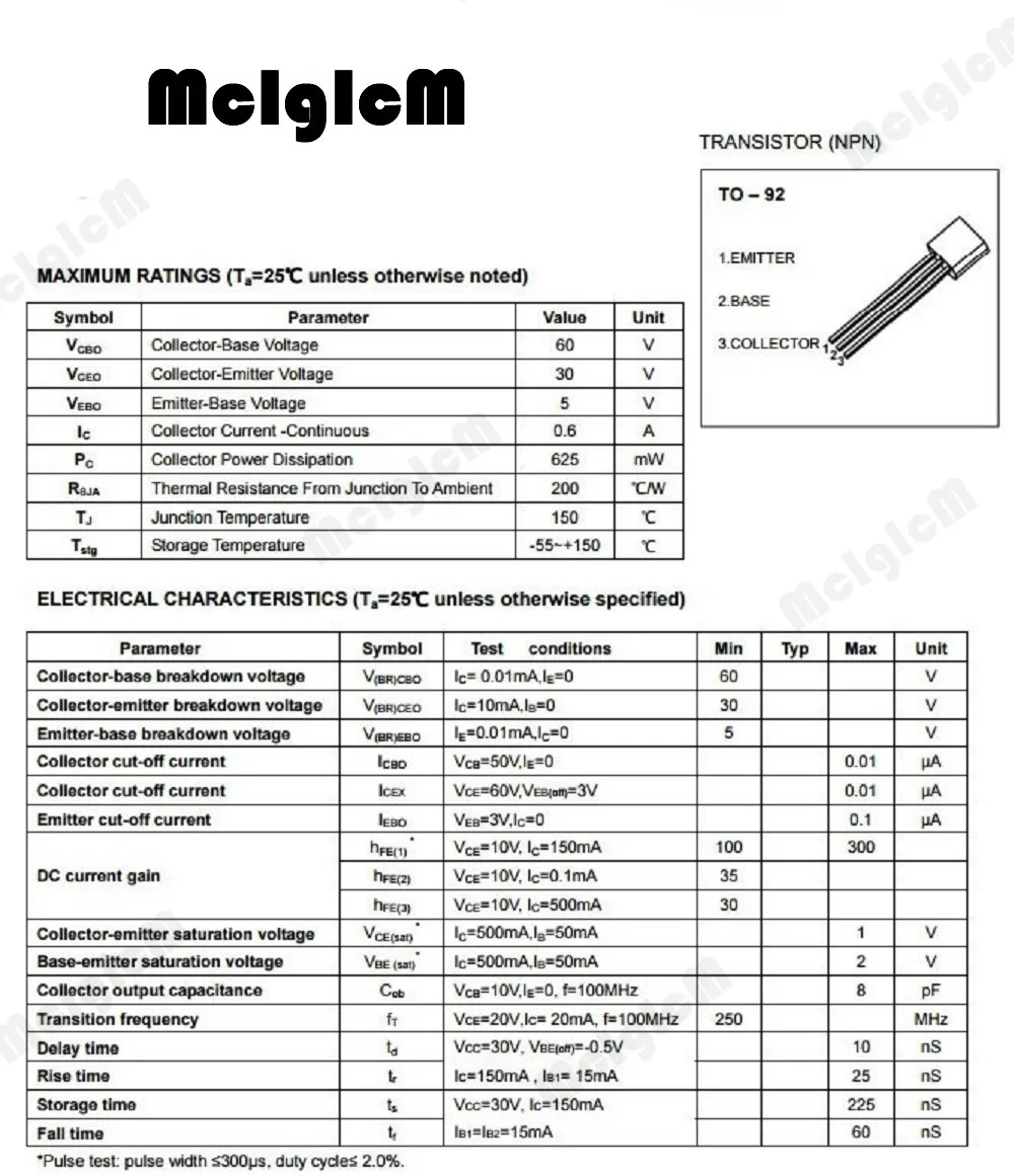 5000pcs 2N2222A in-line triode transistor NPN switching transistors TO-92 0.6A 30V NPN 2N2222