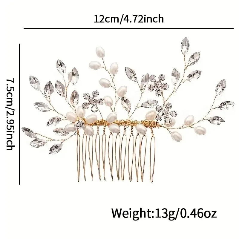 1pc Bridal Headdress Handmade Pearl Crystal Hair Comb Wedding Styling Accessories Fashion Insert Comb Hair Accessories