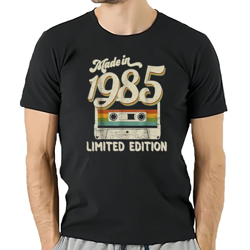 Camiseta divertida hecha en 1985, edición limitada, cinta de casete para 40 cumpleaños, ropa informal de algodón, cami