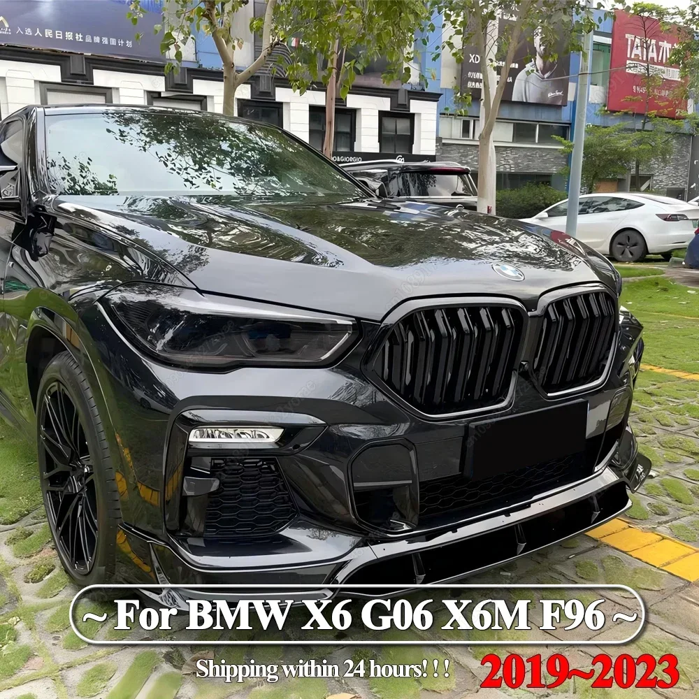 

Решетка переднего бампера автомобиля для BMW X6 G06 M50i M50d X6M F96 2019-2023, двойная решетка, глянцевая черная передняя решетка почек, обвесы, тюнинг