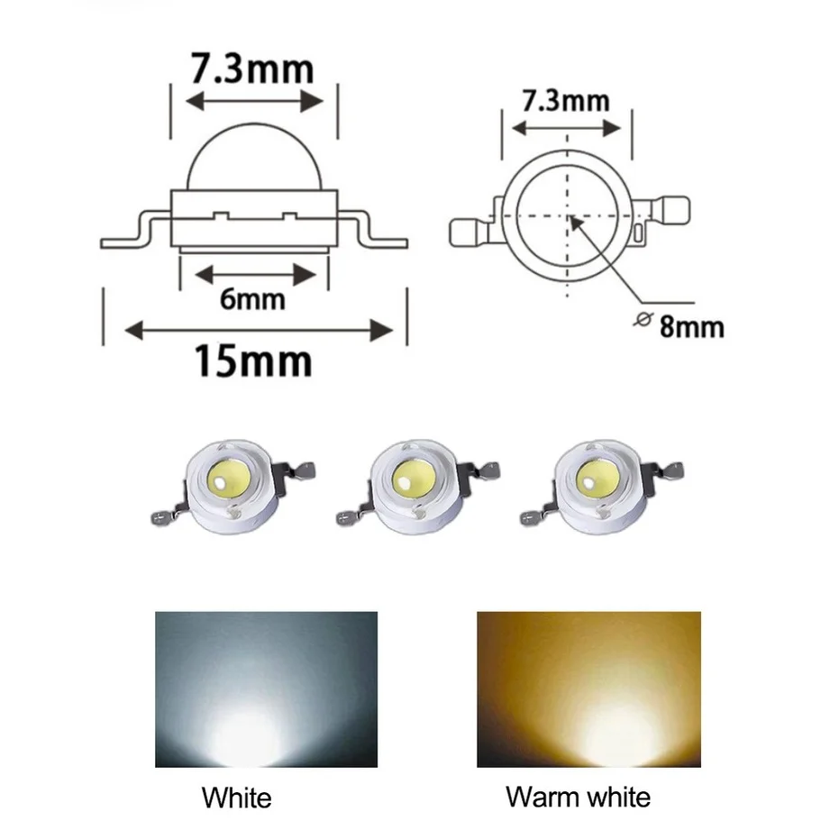 AuuRxx LED 10 Buah/Lot 1W 100-120LM Bohlam LED IC SMD Lampu Cahaya Siang Hari Putih/Putih Hangat Daya Tinggi 1W Lampu LED Manik