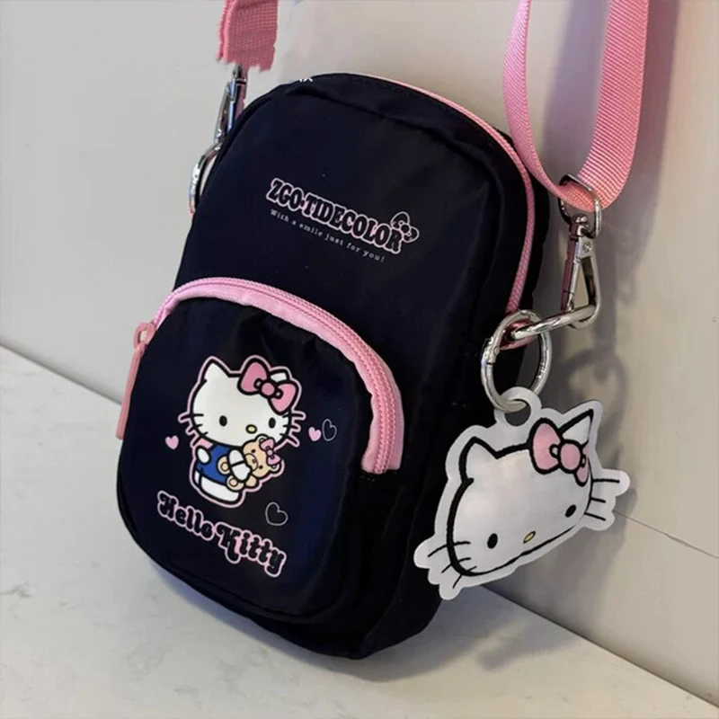 Hello Kitty-Petits sacs à bandoulière pour téléphone portable, mini sacs à main avec sangle, portefeuille pour téléphone, sac lancé, sac de bras en nylon, Noël