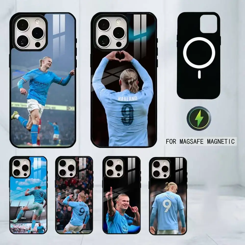 

Football Star E-Erling H-Haaland Phone Case For iPhone17,16,15,14,13,12,11 Plus,Pro Magnetic with Magsafe Wireless Charging
