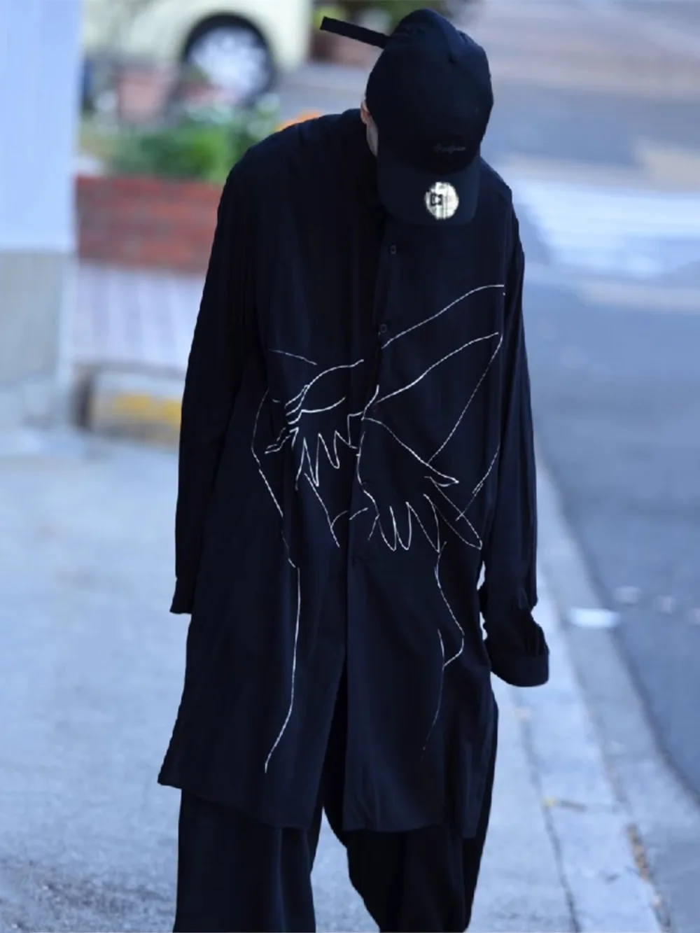 Japanese Style High Street Original Dark Design Shirt Tops Men's Unisex Angel Embrace Freehand Shirt Men Clothing