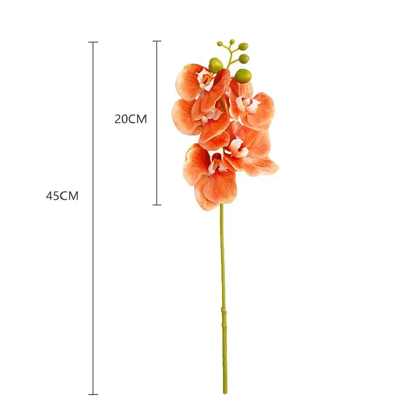 5 Köpfe, einzelner Stiel, realistische Phalaenopsis – 3D-Seiden-Schmetterlingsorchidee für Wohnzimmer, Event-Dekoration, Geschenk | Künstliche Blume – Detail 1
