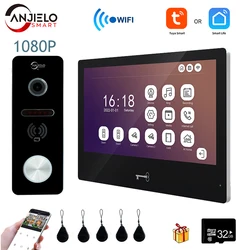 Tuya 10 Inch Touch Monitor Smart Home Video Intercom System 1080P 160°Video Doorbell Camera Full Touch Monitor IC card unlocking