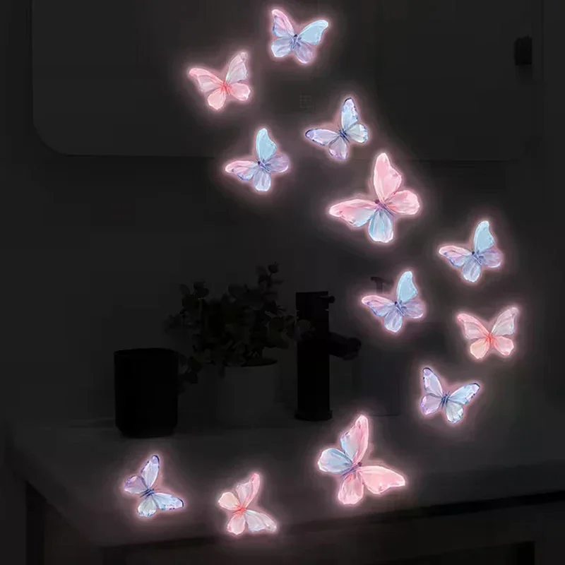 Glow-in-the-Dark Self-Adhesive Butterfly Mandala Wall Stickers For Living Room, Bedroom Removable PVC Decals Home Decor